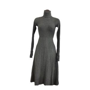 Zara charcoal gray knit stretch turtleneck fitted long sleeve sweater dress